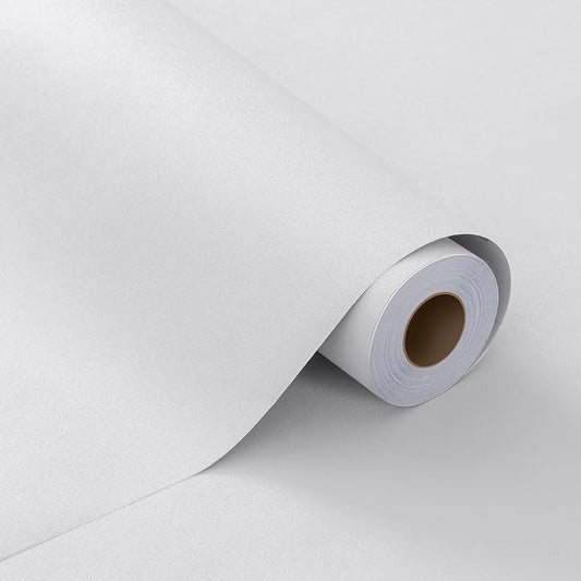 FUKU MON 24"x394" White Peel and Stick Wallpaper Matte Solid Textured Embossed by MeetyourallDIYneeds