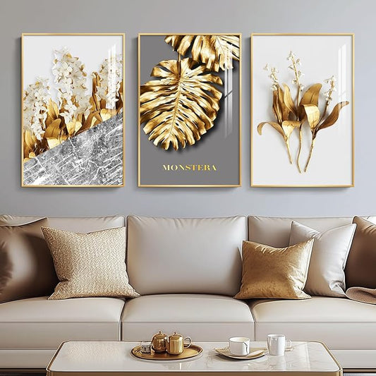 Framed Modern Luxury Gold Wall Art, Pictures by Cuspin