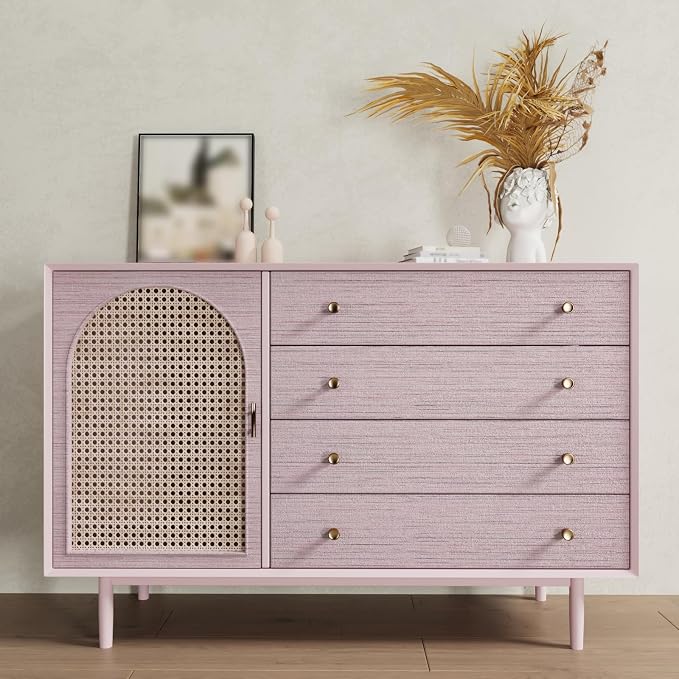 CRE8TIVE Pale Pink Grasscloth Wallpaper Peel and Stick Textured Wallpaper Pink - Image 5