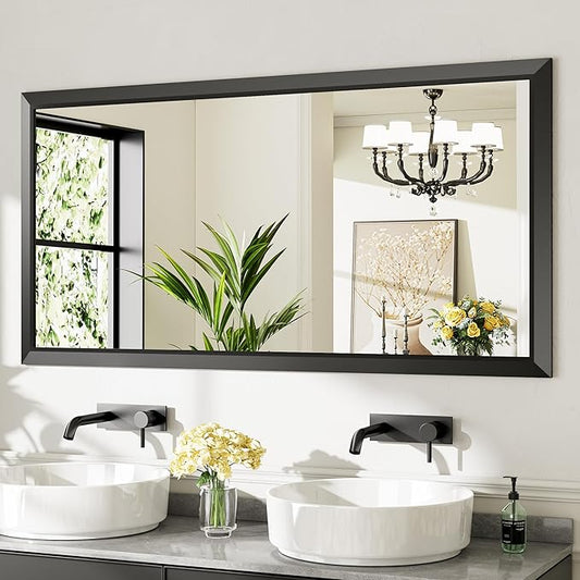 Briivue 60x28 Inch Black Bathroom Mirror by Briivuemodernmirrors