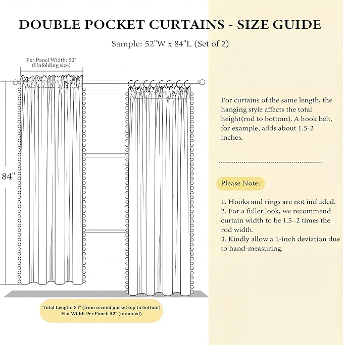 NICETOWN Mustard Gold Pom Pom Velvet Curtains 84" Long - Image 3