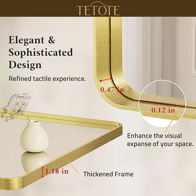 TETOTE Gold Vanity Mirror 28 x 36 Inch - Image 5