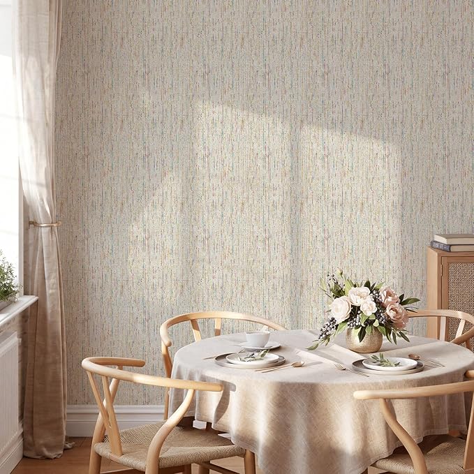 JiffDiff Woven Wallpaper Peel and Stick 17.3" x 1200" Colorful Paint Grasscloth - Image 2