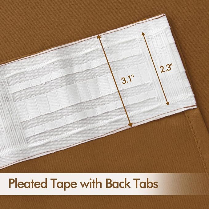 MIULEE Golden Brown Back Tab Blackout Curtains 84 Inch Length 2 Panels Set - Image 4