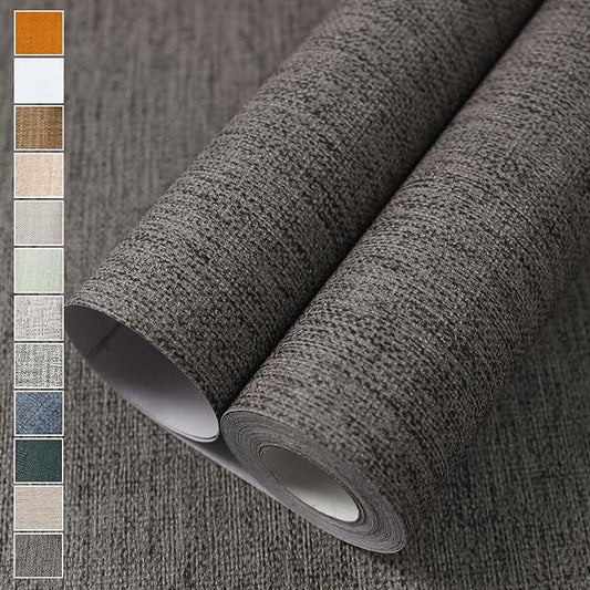 WADILE Grasscloth Peel and Stick Wallpaper 23.6in x 236in, Textured Contact by WADILE