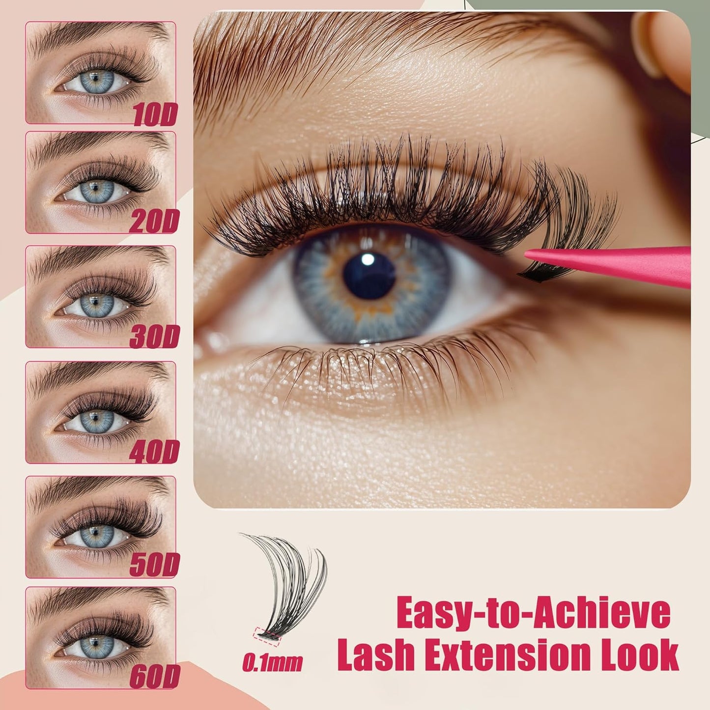 Bombshell SE Lash Clusters 600PCS Lashes - Lash Clusters 10D 20D 30D+40D50D60D Individual Lashes Clusters D Curl Lash Extension 8-16MM Eyelash Clusters DIY Cluster Eyelash Extensions for Beginners