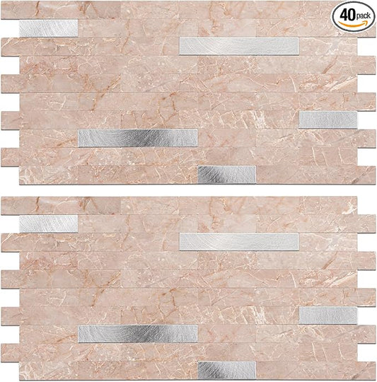 Peel and Stick Backsplash Tile Waterproof Removable PVC Wall Sticker 3D Faux by KOYNSLE