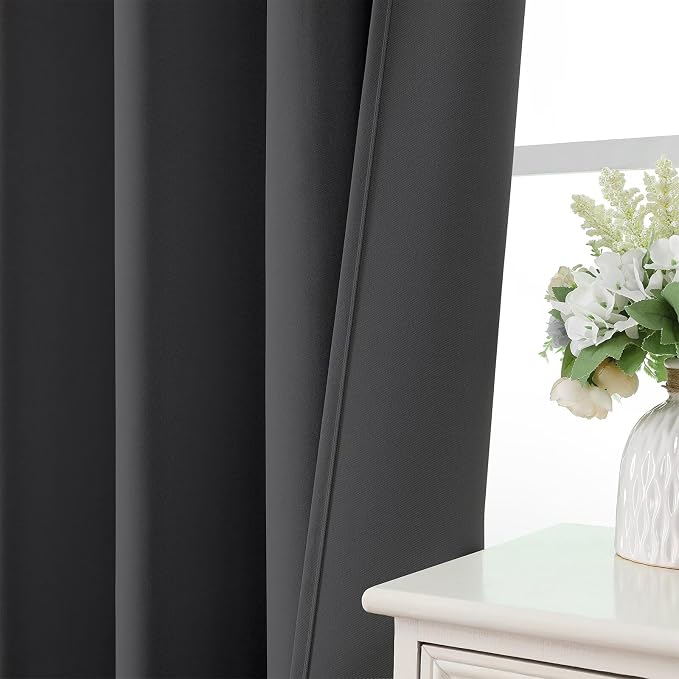 CUCRAF Dark Grey Blackout Curtains 96 inch Length 2 Panels Set, Rod Pocket Room - Image 6