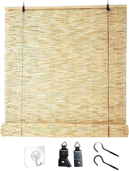 Blackout Bamboo Roller Shades for Outdoor Patio Reed Roll Up Blinds 24" 36" 48" by Unknown
