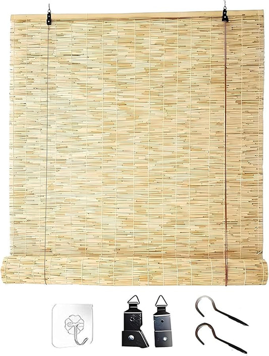 Blackout Bamboo Roller Shades for Outdoor Patio Reed Roll Up Blinds 24" 36" 48" by Unknown