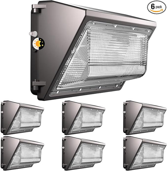 Lightdot 6Pack 100W LED Wall Pack Lights, 100-277v Dusk to Dawn by LightdotLighting