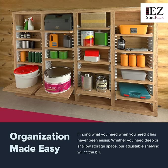 Made in USA | EZStudRack Adjustable Between Stud Shelf Bracket | Shelf Brackets - Image 7