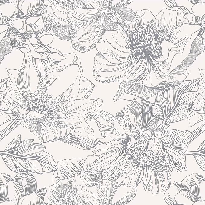 Ismoon Vintage Floral Wallpaper Peel and Stick Boho Beige and Gray Contact by Ismoon