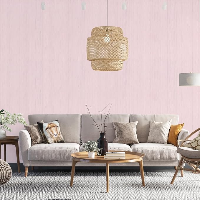 Pink Grasscloth Peel and Stick Wallpaper Texture Contact Paper A Set of 15.7" X - Image 4