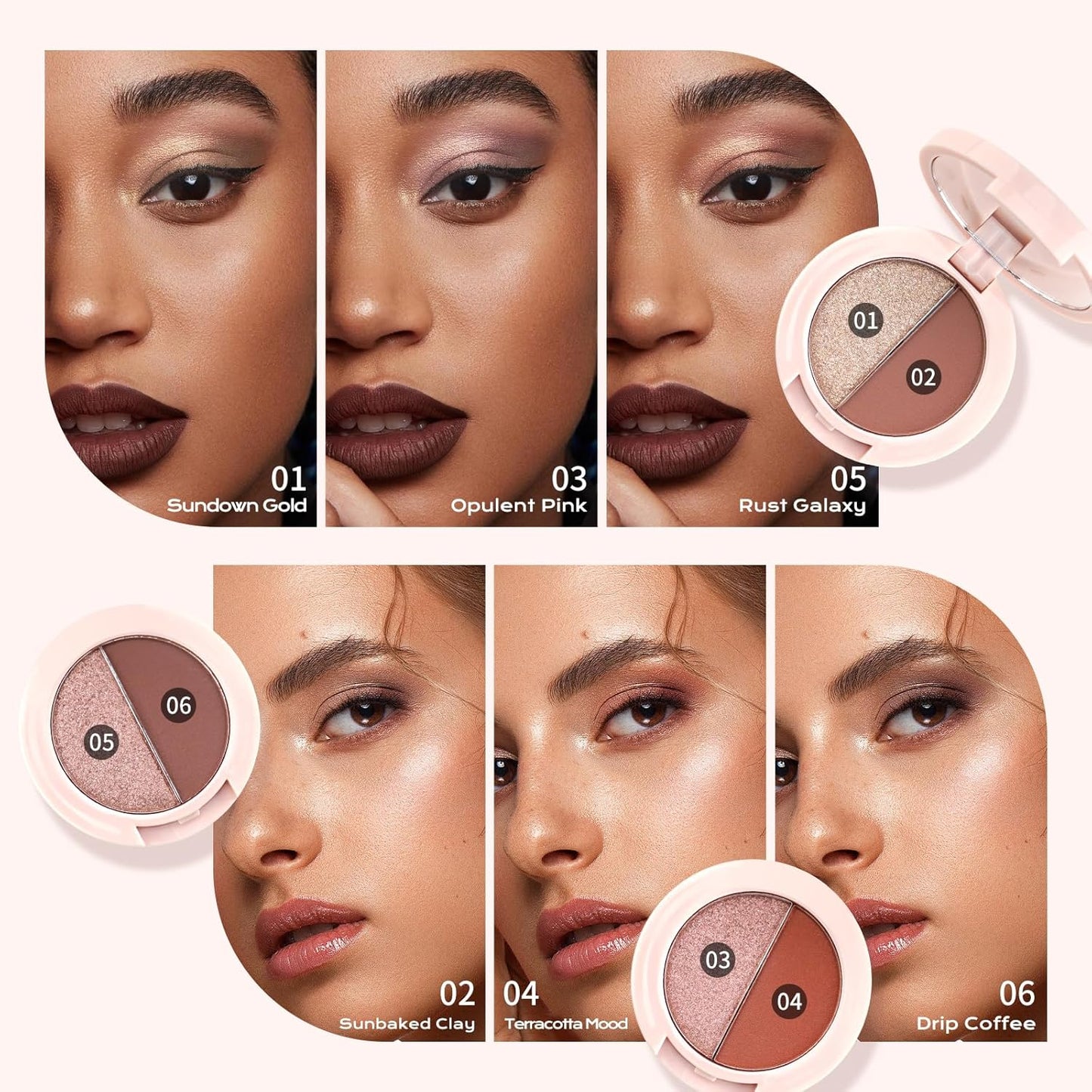 Color Nymph 6 Colors Eyeshadow Makeup Palette, Shimmer & Matte Long-Lasting Make up Kit, 6-in-1 Multi-Colored Travel Size Eye Shadow Palette | Includes Brush & Mirror | Stacked Makeup Design (Neutral)