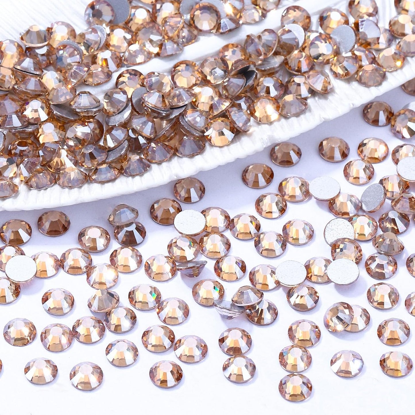 Gold Shadow Flatback Rhinestones, Glass Rhinestones for Nail Art and Craft, Glue Fix, Loose Crystal Gemstones(Gold Shadow, SS20, 1440pcs, 4.6-4.8mm)