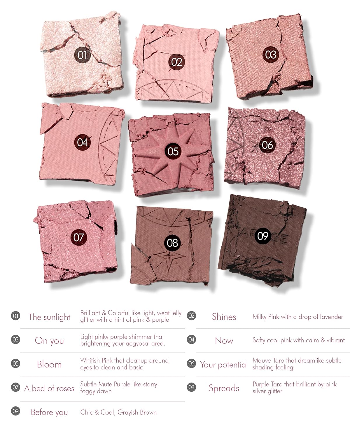 HOLIKA HOLIKA My Fave Mood 10 Pick the Rose - 9 Colors Eye Palette - Warm Tone Rose, Brown & Marsala - Matte Shimmer Eyeshadow Kit - Multipurpose for Blusher - Flawless Finish, Soft