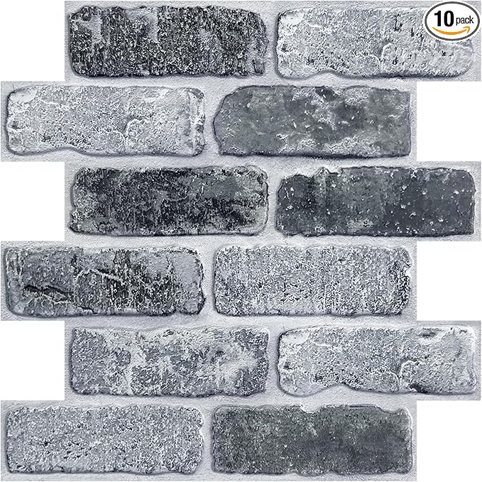 COMSTICKC 3D Faux Gray Brick Wall Panel Peel and Stick, Designed by COMSTICKCDECOR
