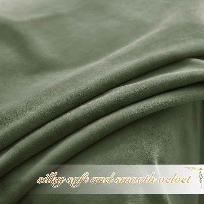 NICETOWN Sage Green Velvet Curtains 90 inches Long 2 Panels, Elegant and Sleek - Image 5