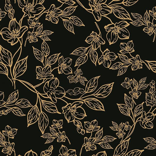Ismoon Peel and Stick Wallpaper Black and Gold Stick on Wallpaper Dark Floral by Ismoon