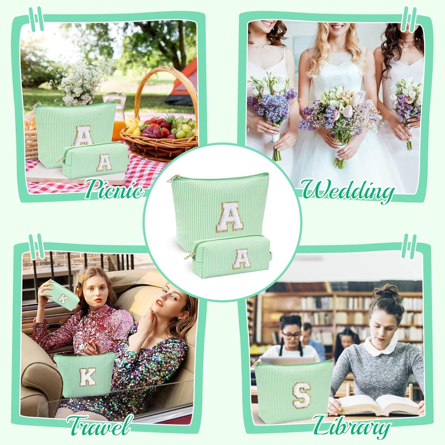 YOOLIFE Gifts for Girls & Women, Teen & Birthday Gifts, Personalized Initial Makeup Bag