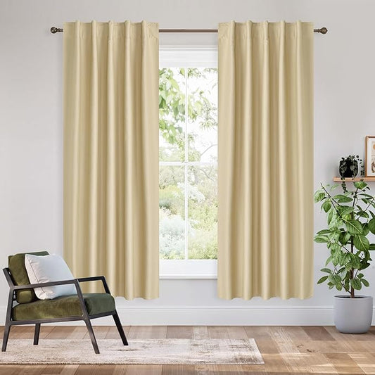 RYB HOME Bedroom Blackout Curtains 72 inches Long, 100% Blackout Thermal by RYBHOME