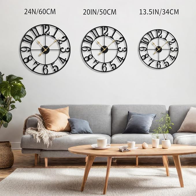 LEIKE Large Wall Clocks, Non Ticking, Battery Operated Small Vintage Round - Image 2
