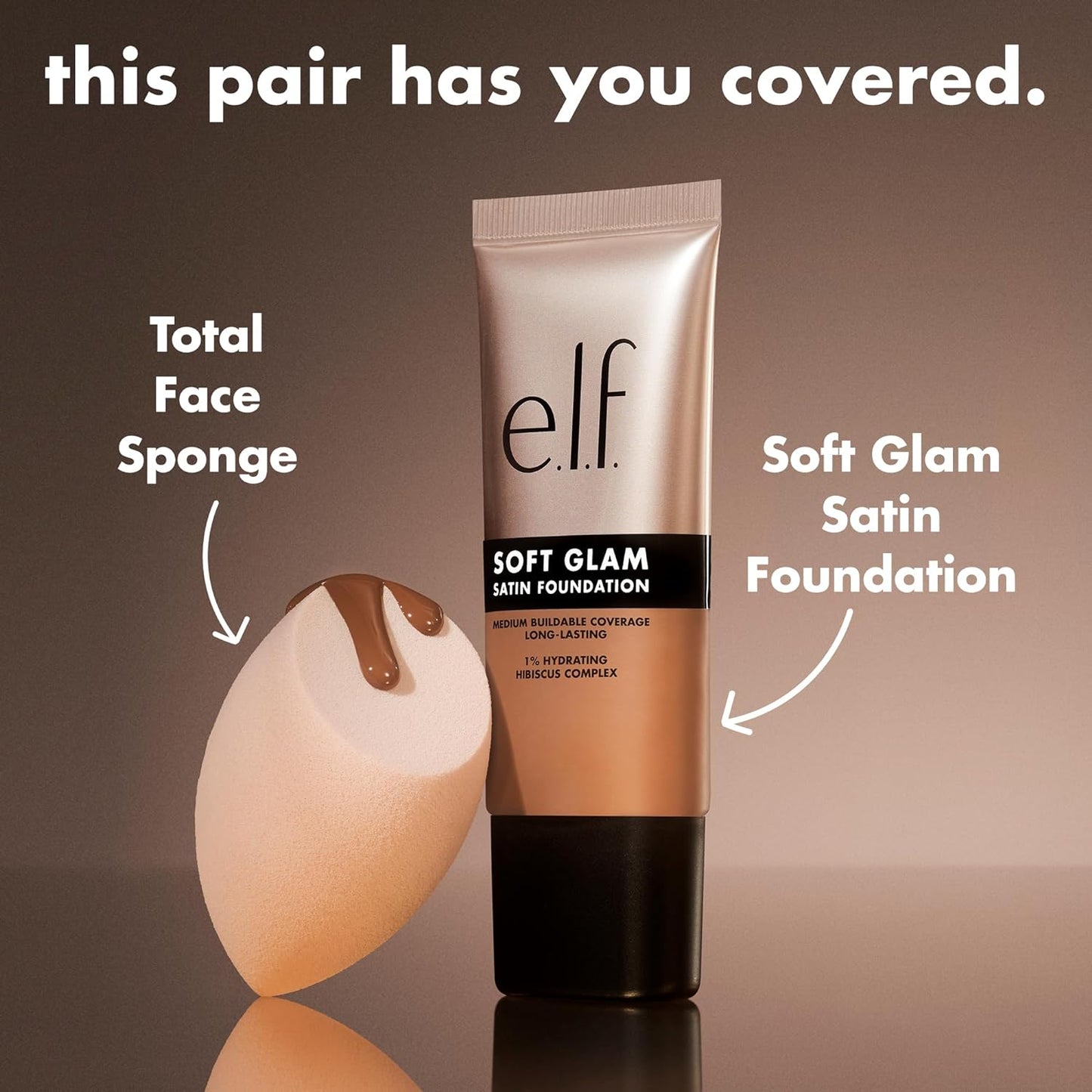 e.l.f. Soft Glam Foundation, Medium Coverage, Long-Lasting & Buildable Foundation For A Smooth, Satin Finish, Vegan & Cruelty-Free, 44 Tan Cool