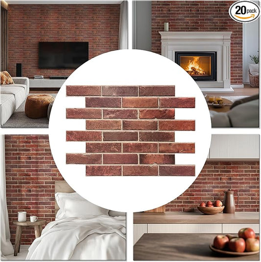 CONCORD WALLCOVERINGS ™ 3D Red Faux Brick Wall Panels by ConcordWallcoverings