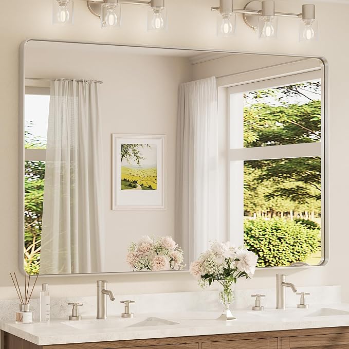 TETOTE 60 x 40 Inch Brushed Nickel Mirror by TETOTE