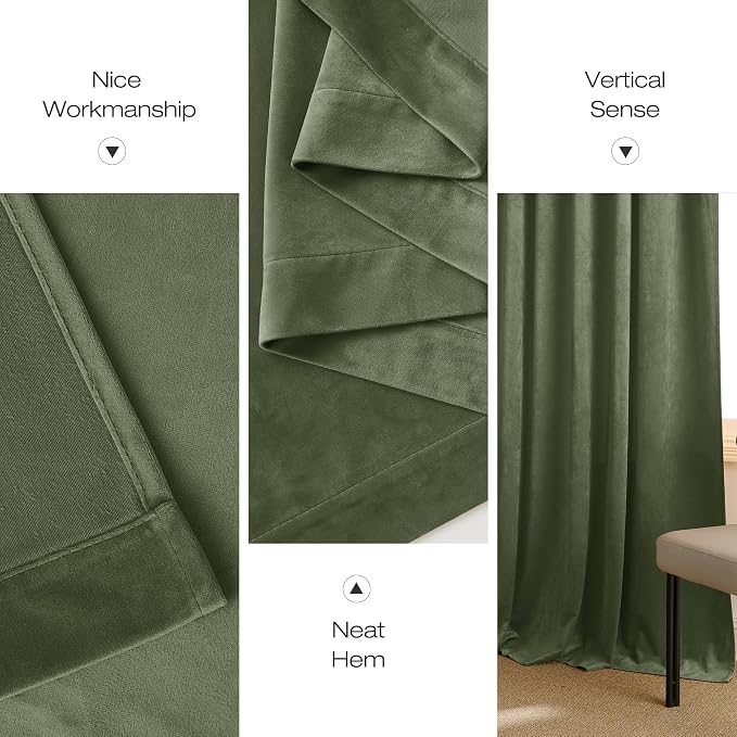 NICETOWN Sage Green Curtains 96 inches Long 2 Panels, Farmhouse and Sleek - Image 6