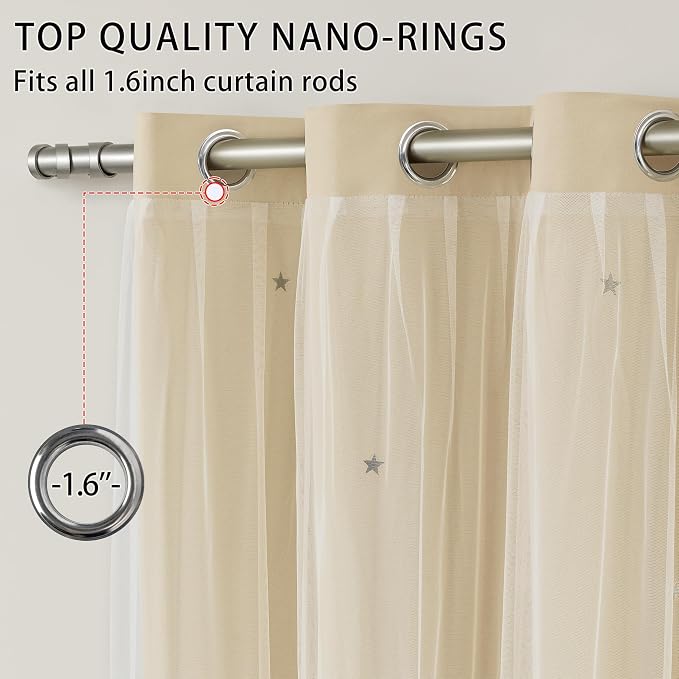 XiDi Curtains for Bedroom Decor Beige52/96/1 - Image 2