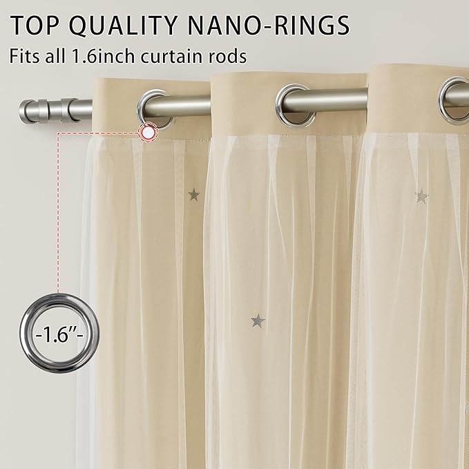 XiDi Curtains for Bedroom Decor Beige34/84/1 - Image 2