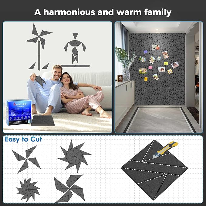 8 Pack Self-Adhesive Soundproof Wall Panels, 15.7 x 15.7 x 0.47 in Sound Proof - Image 4