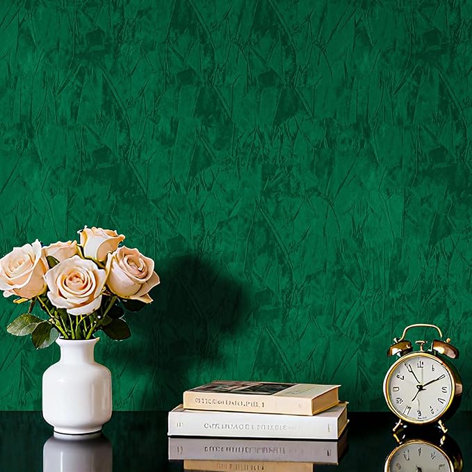30x317 Large Dark Green Wallpaper Self Adhesive Felt Fabric Wallpaper Stick and - Image 6