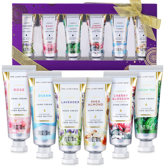 spa luxetique Hand Cream Hand Cream Set Gift for Women Hand Lotion with Natural Aloe and Vitamin E for Dry Skin Mini Travel Size Scented Hand Lotion for Women Birthday Gifts| 6 x 1.0 oz/30ml
