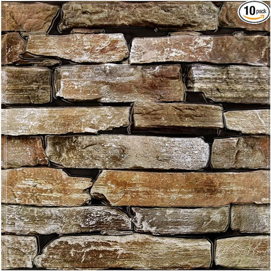 Commomy 3D Faux Stone Peel and Stick Wall Tiles by CommomyDecor