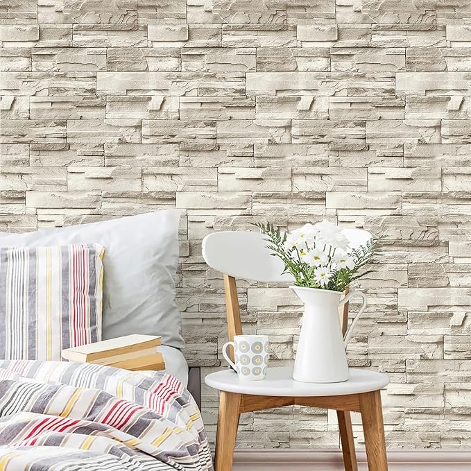 Jeweluck Stone Wallpaper Peel and Stick Brick Wallpaper 17.7”×236.2” Brick - Image 9