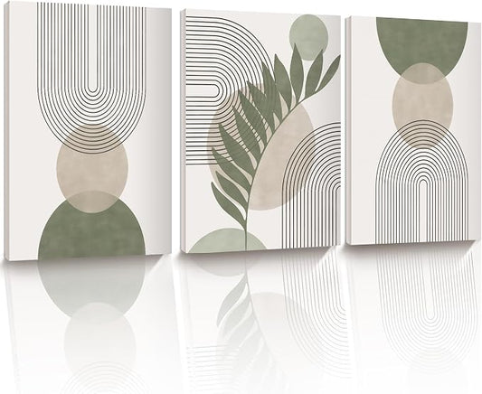 30x40CM Sage Green Boho Wall Art, Framed Canvas Bathroom Wall Art Pictures by HesenDot