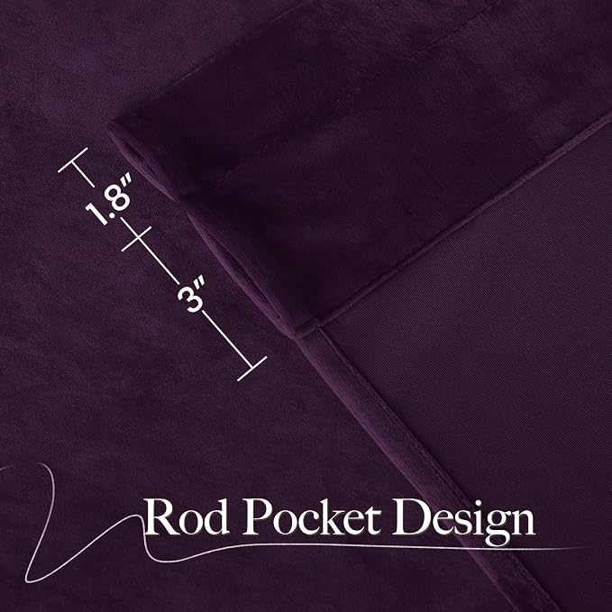 NICETOWN Blackout Purple Gothic Velvet Curtains 96 inch Long, Dark Purple - Image 6