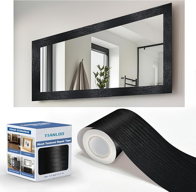 TIANLDD 27 FT Wood Grain Wallpaper Border, Removable Waterproof Mirror Border by TIANLDD