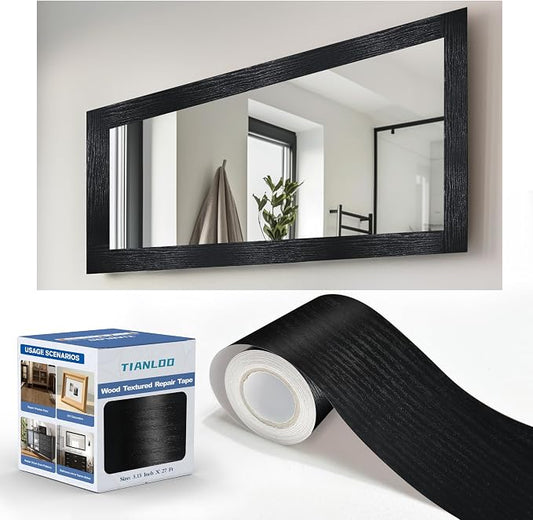 TIANLDD 27 FT Wood Grain Wallpaper Border, Removable Waterproof Mirror Border by TIANLDD