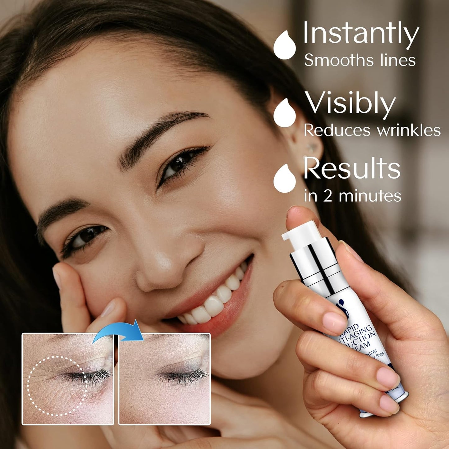 TEREZ & HONOR Anti-Aging Rapid Reduction Under-Eye Cream, Visibly and Instantly Reduces Wrinkles, Dark Circles and Eye Bags in 120 Seconds, Hydrates & Lifts Skin Rapid (0.34 fl.oz)