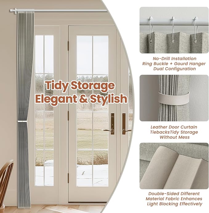 AJAZZ Blackout Accordion Door Curtain 98"x106" Grey - Image 5