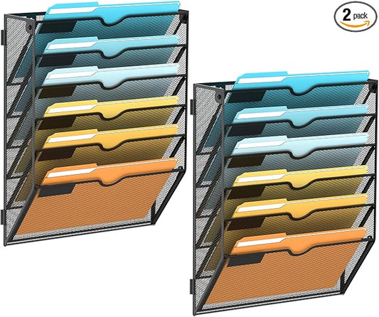 SUPEASY 6 Tier Wall File Organizer, Hanging Wall Mounted Mail Organizer by SUPEASY