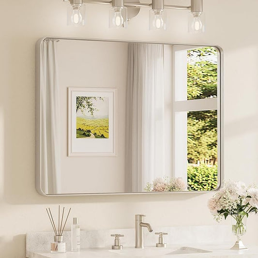TETOTE Brushed Nickel Mirror 40 x 30 Inch by TETOTE