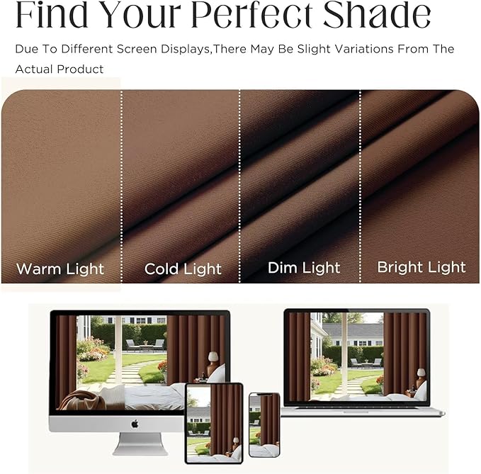 CUCRAF Brown Blackout Curtains 45 inch Length 2 Panels Set, Rod Pocket Room - Image 5