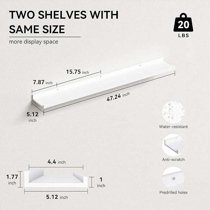 Boswillon 47.2 Inches Long Floating Shelves, 2 Set Modern Wall Shelf - Image 3