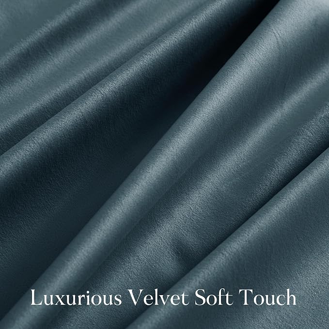 NICETOWN Slate Blue Blackout Velvet Curtains - Image 7