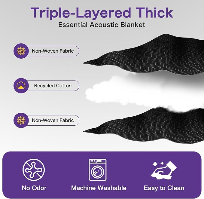 Extra Large Sound Dampening Blanket, Noise Cancelling Studio Acoustic - Image 3